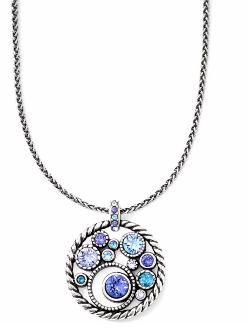 🩵 BRIGHTON Halo Round Pendant Necklace With Blue Purple Crystals💜 - Picture 7 of 7